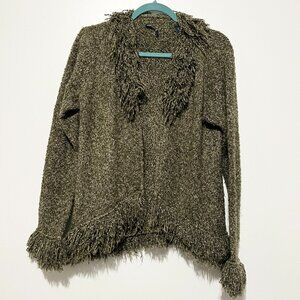 Wind River Womens Fringed Cardigan M/L Green Forest Fairy Goblincore Herbalist